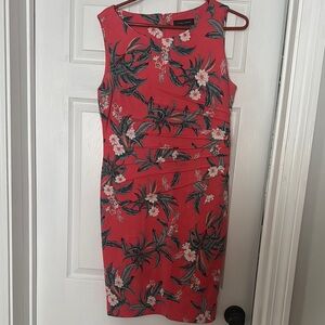 Floral Sleeveless Red Dress